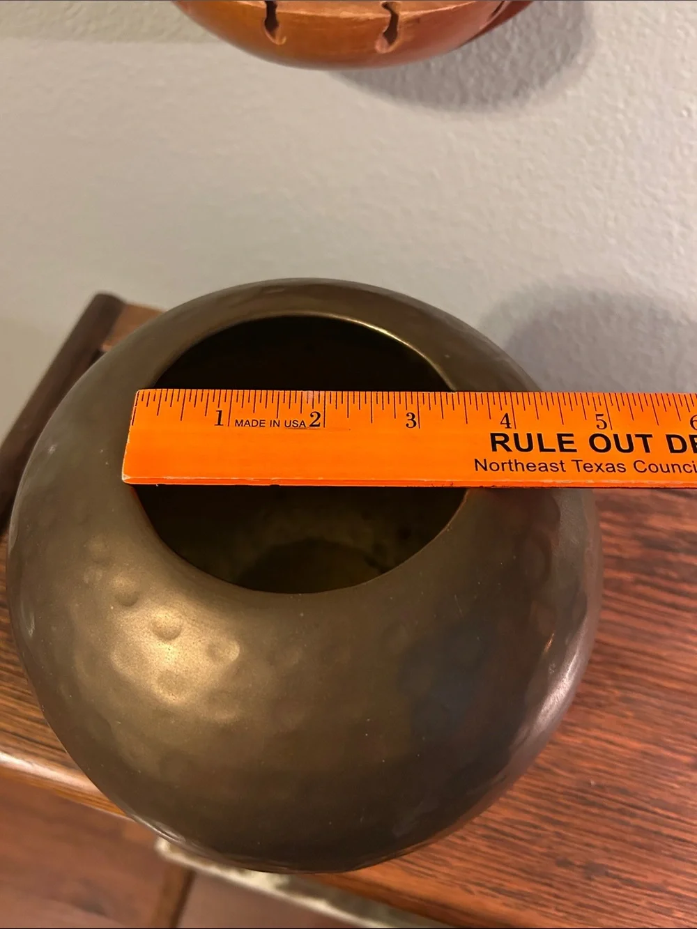 Vtg Hammered Brass Bowl Round Mid Century Modern Decor Decorative Bowl Vase 7”x7